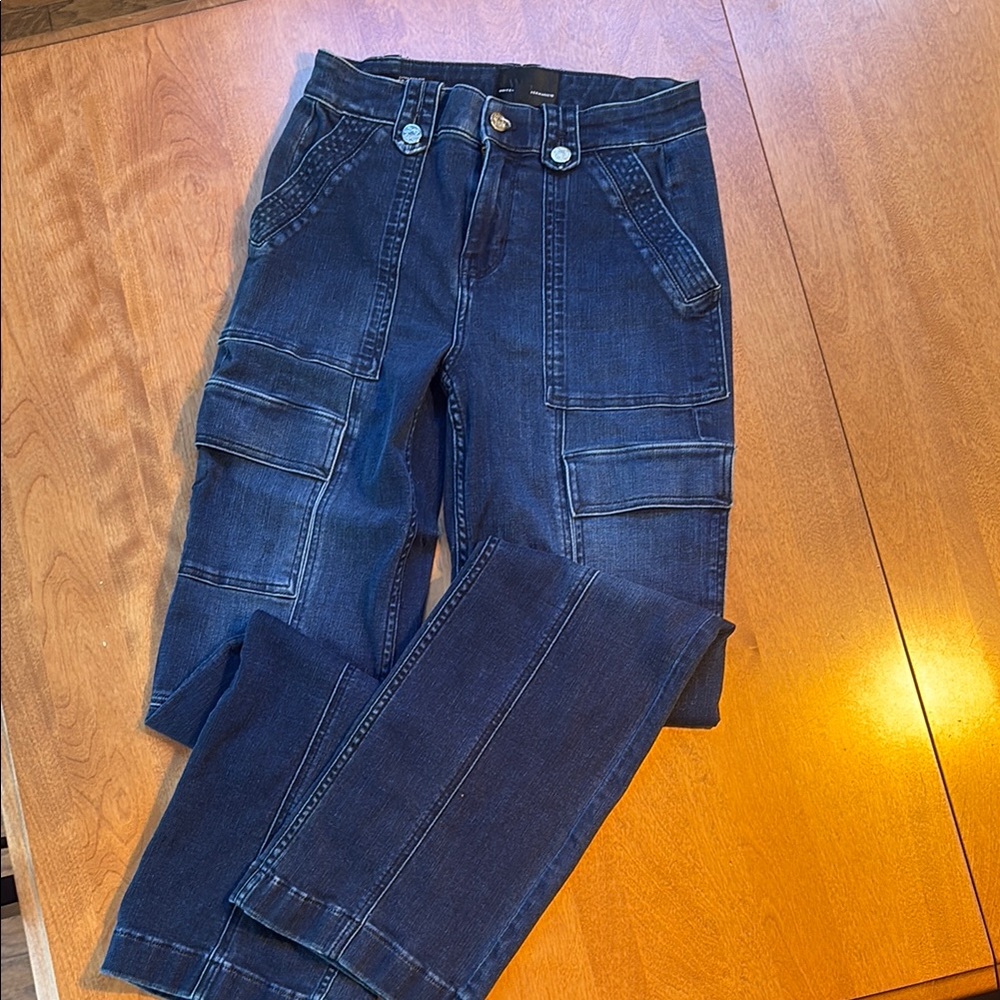 White House Black Market Navy Cargo Flare Jeans